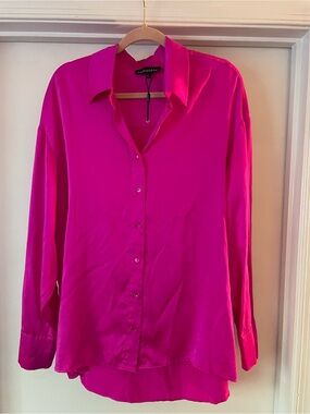 Retrofete BEC Button-Down Blouse in Neon Pink